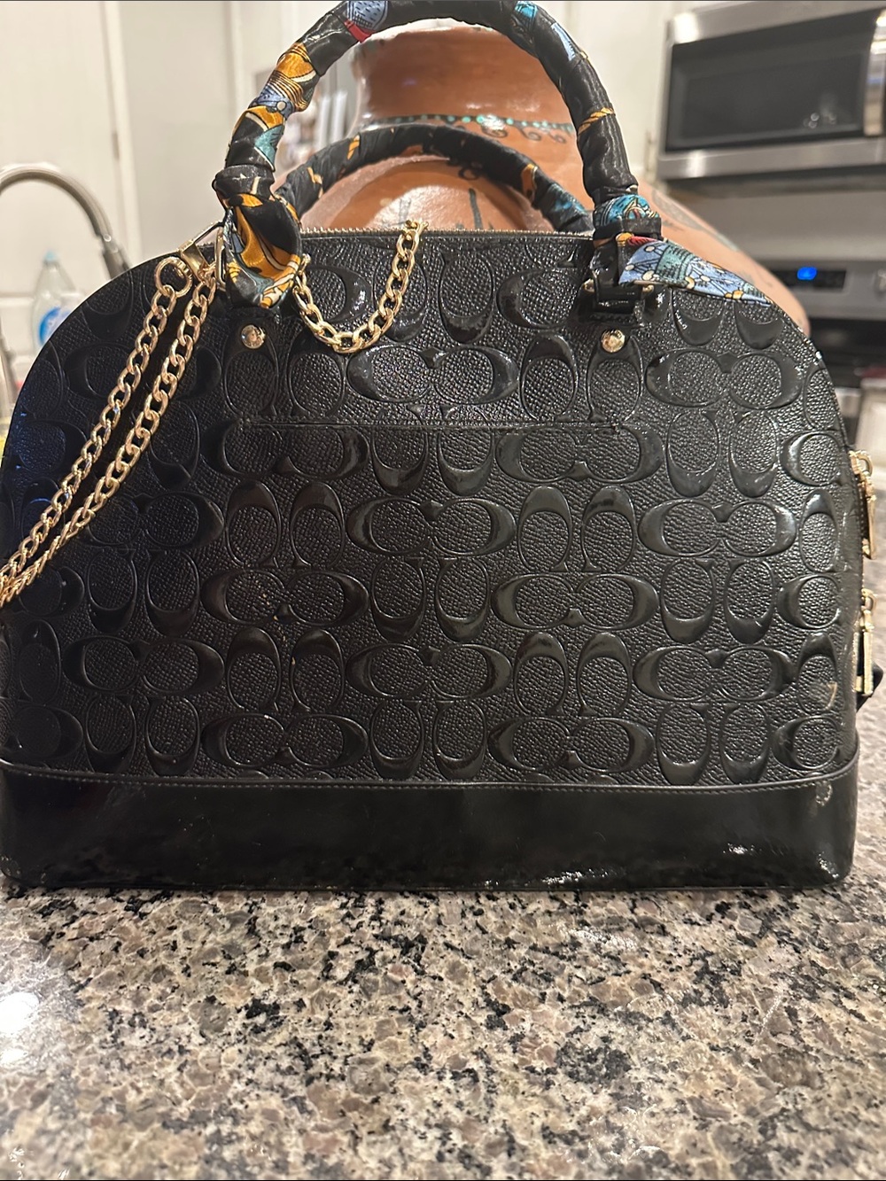 Coach Sierra Satchel Black Embossed Leather Patent Leather Bottom  Satchel - Picture 10 of 10
